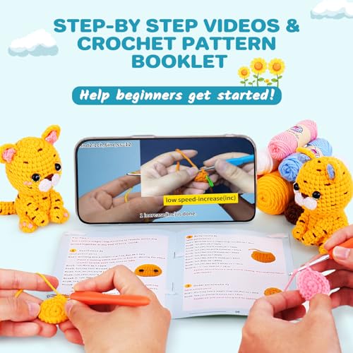Image of Crochetta Crochet Kit for Beginners, Crochet Starter Kit w Step-by-Step Video Tutorials, Beginner Crochet Kit for Adults Kids Women Men Complete Kit Included (2 Axolotls)