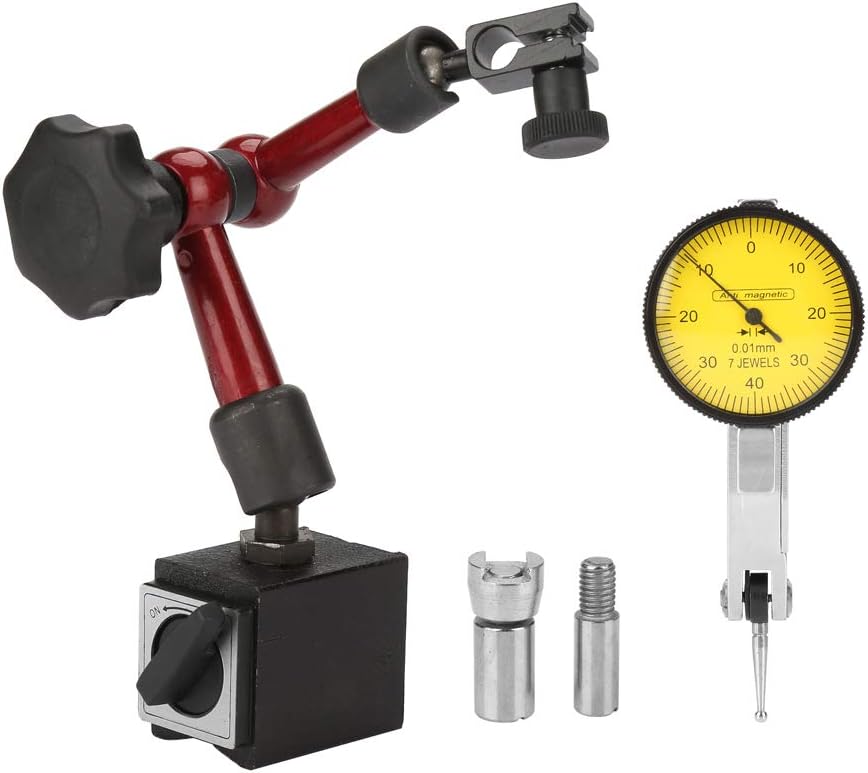 Gauge Base, Fydun Flexible Strong Magnetic Gauge Stand Base Holder + Lever Dial Test Indicator Gauge for Dial Test Indicator Gauge Tool