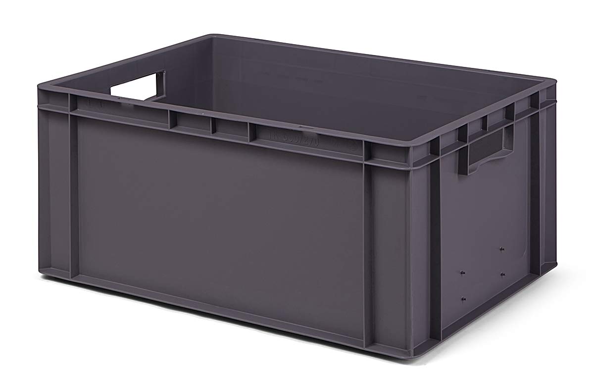 1a-TopStore Stapelboxen Set mit Scharnierdeckel in schwarz, verschiedene Größen & Farben, 600x400 mm, 400x300 mm, 300x200 mm, 200x150 mm, Made in Germany (grau, 600x400x281 mm)