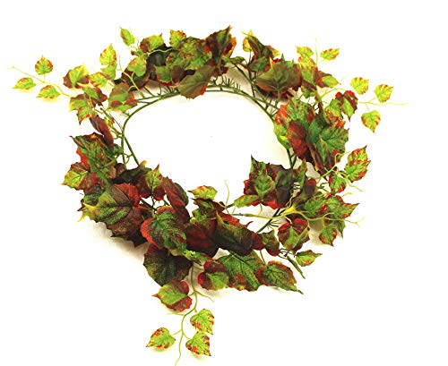 Unique Forest Arts 6 feet Realistic Green Ivy Plants,Faux Plastic Leaves Bushes Artificial Hanging Plants Green Plastic Fake Ivy Vine Bushes Real Touch Natural Looking(Set of 3) (Autumn Foliage Vine)