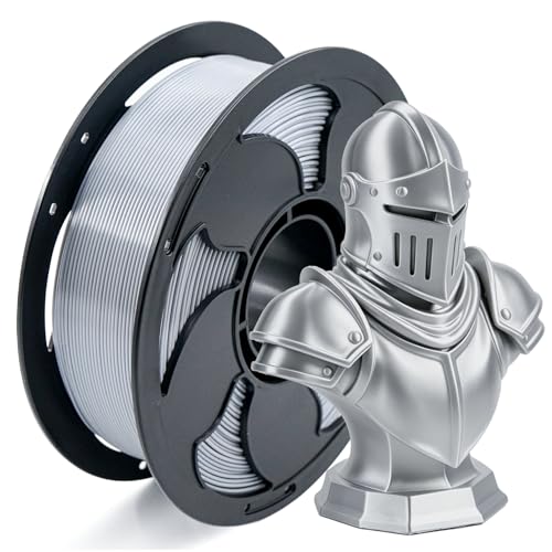 Image of Silk Silver PLA 1.75mm 1kg Shiny Smooth Gloss 3D Filament Spool FDM AMS | High gloss Silk finish Smooth metallic Shiny surface Low warping No tangle 1kg spool 2.2lbs for Printer Bambu Flashforge