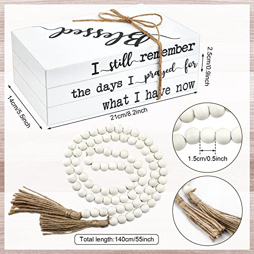 Image of Pinkunn 4 Pcs Farmhouse White Fake Decorative Books for Home Office