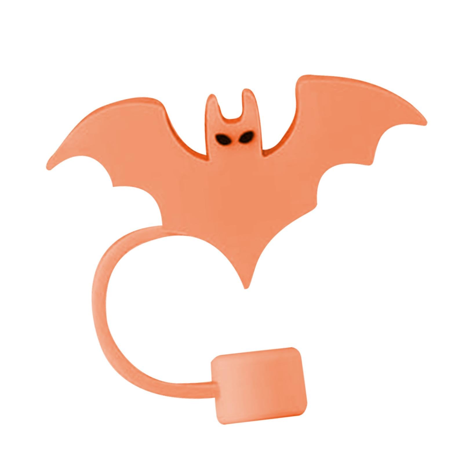 6 Stück Halloween-Fledermaus Silikon-Abdeckungen Für Trinkhalme – Wiederverwendbar, Passt Auf 1 Cm Strohhalme