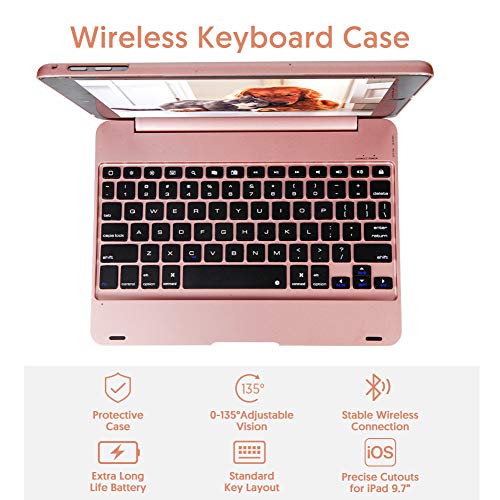 iPad Keyboard Case 9.7 inch for iPad 6th Generation(2018), iPad 5th Gen(2017), iPad Air 2 and 1, iPad Pro 9.7 inch, Wireless Bluetooth iPad Case with Keyboard Slim Full Protection Cover