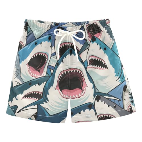 Colorful Cartoon Animal Shark Boxer Brief Youth Teen Beach Bathing Suits Lightweight Lined Beachwear 2T