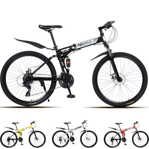 CUIOT 自転車 マウンテンバイク 26インチ 21/24/27段変速 折りたたみ自転車 MTB 前後サスペンション ディ コストパフォーマンス 素早く折畳可能 本体 持ち運び 防滑タイヤ 大人 子供用 通学 通勤 サイクリング 街乗りタフなボディ 誕生