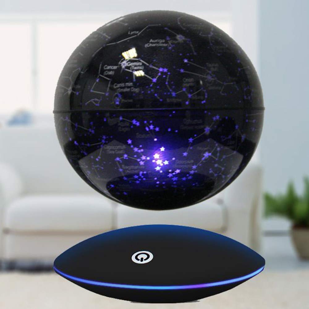 Mappamondo Galleggiante Anti-Gravità Con Luci LED – Rotante, Forma A C, Perfetto Per Scrivania O Regalo Tecnologico (Nero)