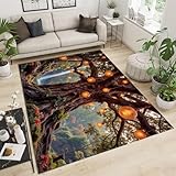 【TAPIS ANTIDÉRAPANT À IMPRIMÉ DESIGN】Ce grand tapis moelleux pour salon séduit par sesScène De Forêt Fantastique motifs orientaux et ses couleurs vives qui captent le regard. SonTroncs D'Arbres Anciens design chaleureux s’adapte à tous les styles de décoration intérieure, créant une ambiance élégante et accueillante. Idéal pour sublimer votre espace de vie et ajouter une touche de confort et de bien-être au quotidien