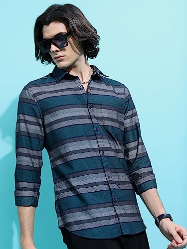 Image of KETCH Men Slim Fit Striped Full Sleeve Shirt
