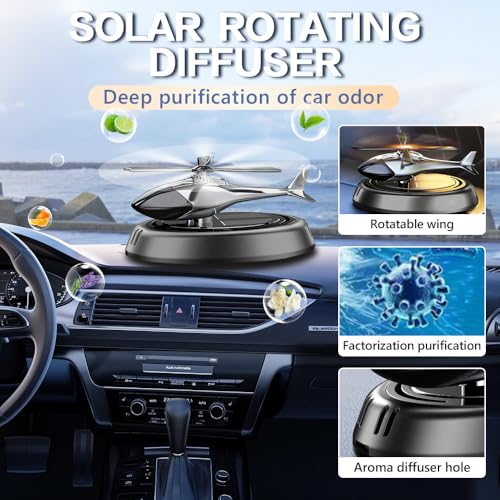Image of Car Air Freshener, Solar Energy Rotating Car Airplane Aromatherapy Diffuser Automotive Interior Accessories with Plant Extract Air Fresh Perfume Flakes