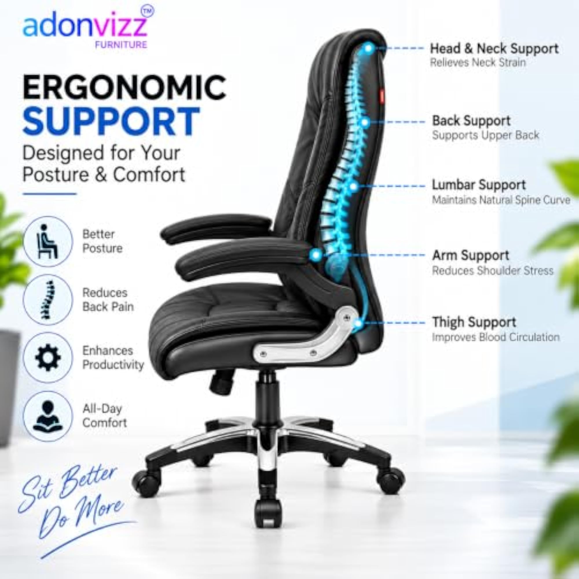 Executive Ergonomic Office Chair, High Back