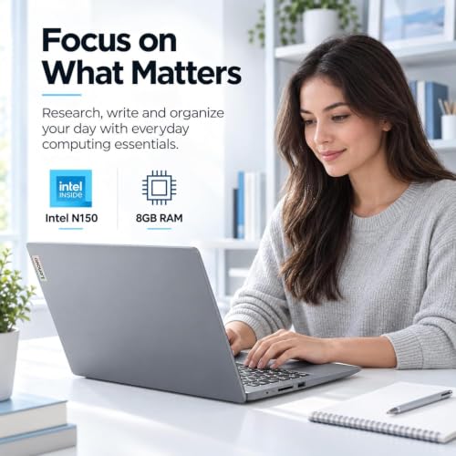 Image of Lenovo IdeaPad Slim 3i 15.6 inch FHD Laptop for Home & School, Intel 4-Core Processor, 8GB RAM, 128GB UFS, Numeric Keypad, HD Webcam with Privacy Shutter, Dolby Audio, USB-C, HDMI, Gray, Windows 11 Home