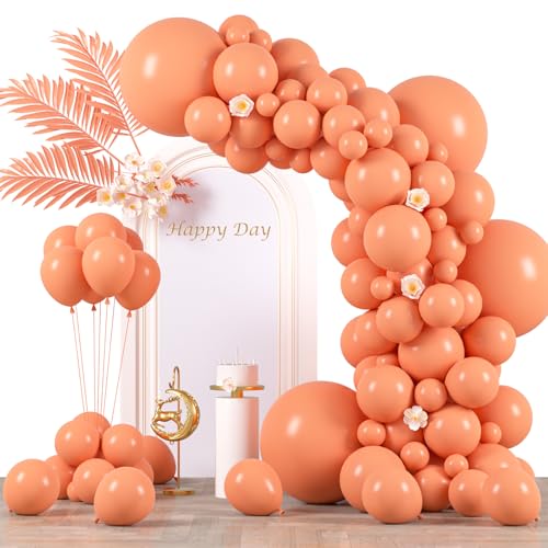Image of Voircoloria 130pcs Peach Balloons Different Sizes 18 inch 12 inch 10 inch 5 inch Pastel Orange Latex Balloon Garland Arch Kit for Birthday Baby Shower Graduation Wedding Gender Reveal Anniversary Party Decorations