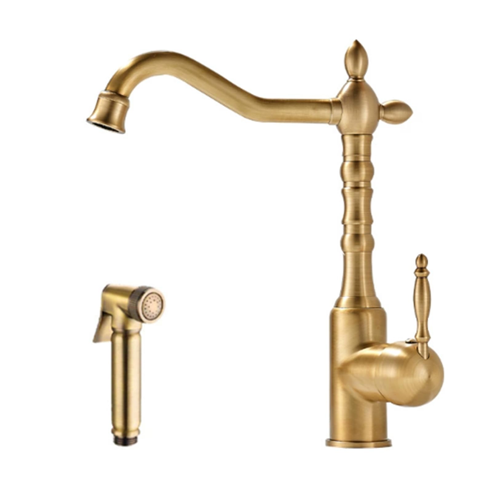 ZYCHSJXA Kitchen Sink Taps Mixer Antique Brass with Side Spray Rotatable Tap Single Lever Dual-Hole Installation