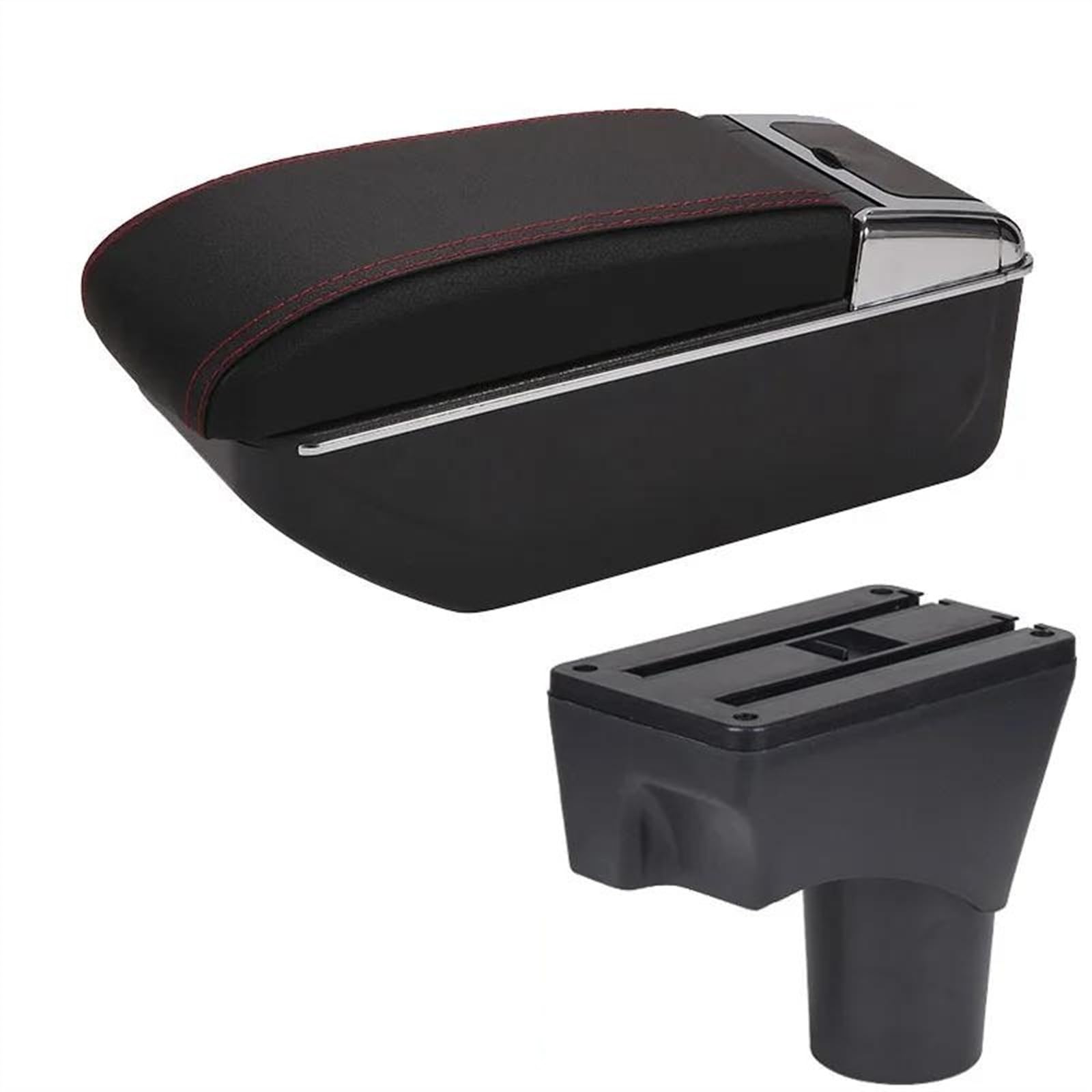 NOHEEU Car Decorative Styling Center Console Multifunctional Storage Box For March For Micra K13 MK4 IV For Sunny 2010-2022(D1 Black red NoUSB)