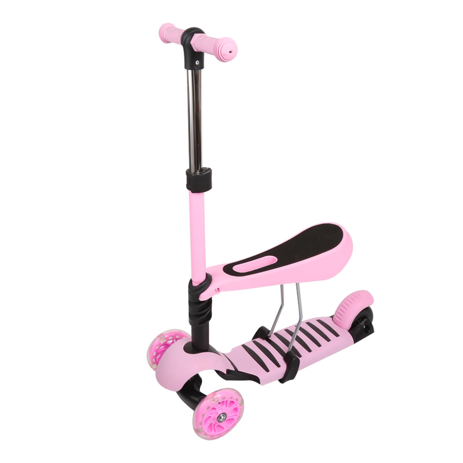 Patinete infantil 3 en 1 con asiento – Draisienne y patinete de 3 ruedas, montaje fácil, altura ajustable, LED ruedas, bandeja antideslizante – para niña/niño de 2 a 8 años