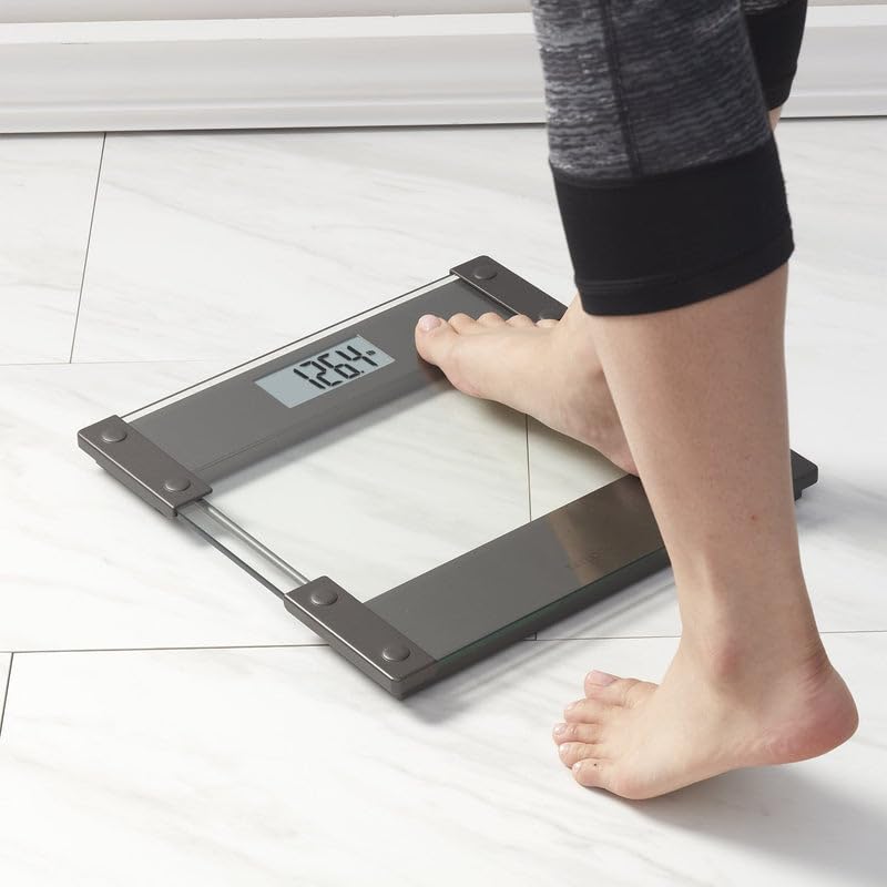 Farmstead Living Digital Glass Bathroom Scale – 12.4" Large Platform with ABS Hinge Construction, 400 lb Capacity Body Weight Monitor with 0.2 lb Precision for Accurate Home Weighing (Brown/Clear) image 5
