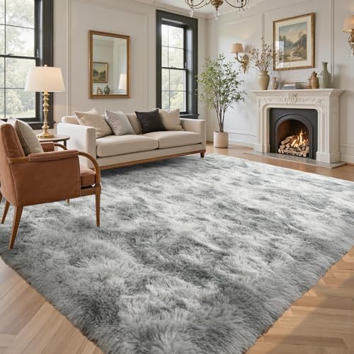 Tapete rectangular gris y blanco 9x12 pies para interiores