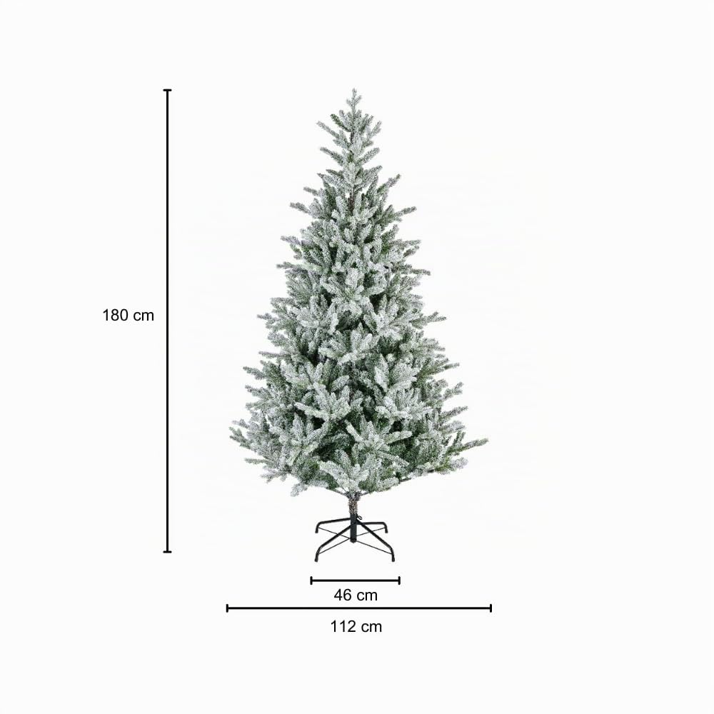 Albero Di Natale Merano Innevato 180 cm, Diametro 112 Cm