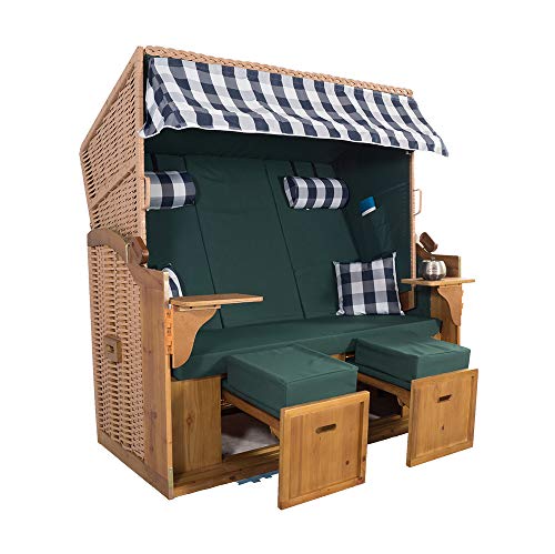 XXL 2,5-Sitzer Natur Strandkorb Hörnum (als Bausatz, Grün-Blau...