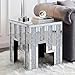 MONNIYU Mirrored Accent End Table, Crushed Diamond Side Table, Inlaid with Crystal Diamonds, Feature Glass Tops and Silver Frames, Making Them Suitable for Living Rooms, Corner Decoration, Bedrooms