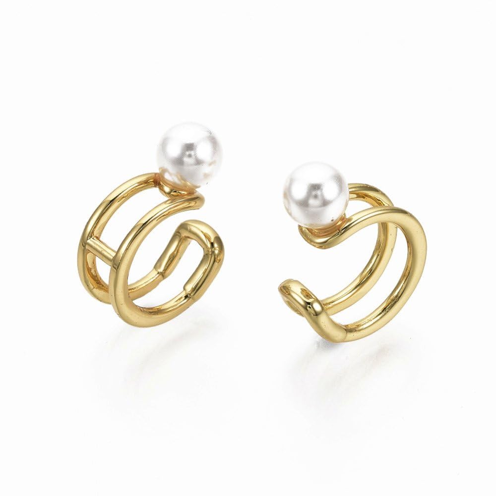 Via Mazzini Fashionable Gold Plated Pearl Non-Pierced Clip-On Ear Cuff Earrings For Women And Girls (ER2360) 1 Pair (B0CP5ZYV5N) Amazon Price History, Amazon Price Tracker