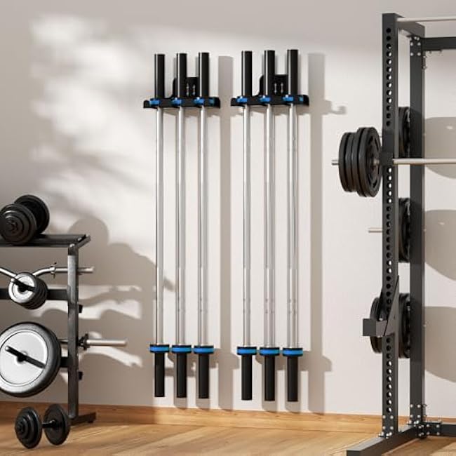 Barbell Wall Holder,Olympic Hanger,Garage Gym Bar Wall Rack,Vertical Barbell Mount Rack,Space Saving Commercial or Home Gym Accessory,Holds Under 33mm Bar Size(Black)