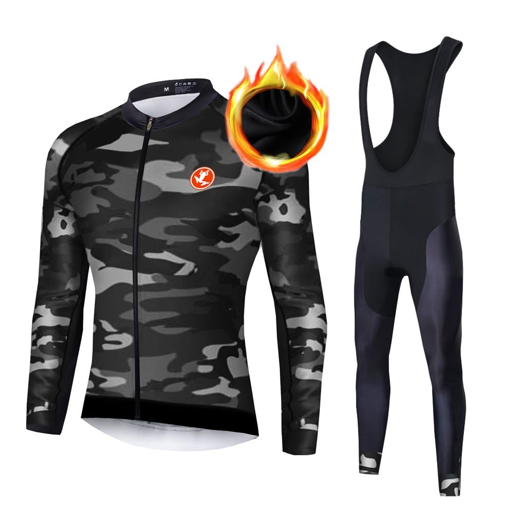 UGLY FROG Abbigliamento Magliette Set Inverno Termico Vello Antivento Maglia Lunga e Pantaloni Completo Ciclismo Uomo Invernale KXITCXHB14