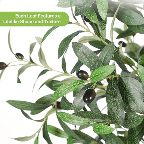 FEELEAD フェイクオリーブの木 【高さ152cm】人工観葉植物 フェイクグリーン 光触媒 消臭対応 室内用 観葉樹 造花 インテリアグリーン おしゃれ 鉢付き 水やり不要 リビングや玄関 オフィス装飾にも最適 [3]