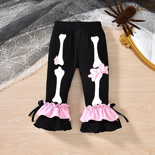 Image of HINTINA Toddler Baby Girls Halloween Thanksgiving Outfits Bell Bottom Flared Pants Set