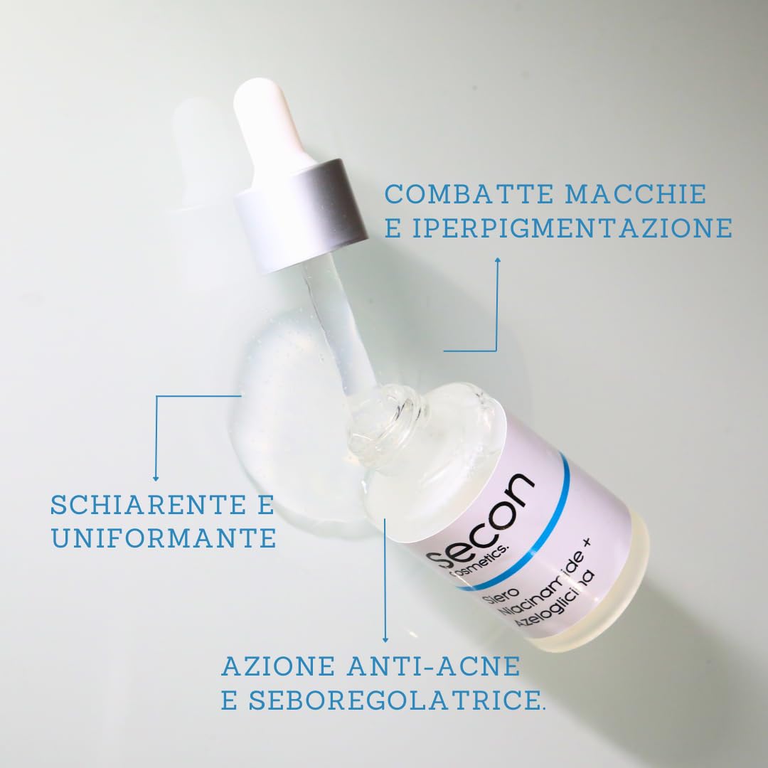 Niacinamide Face Serum 10% and Azeloglycine - Reduces Pimples, Spots and Pores - Oily and Mixed Skin - Made in Italy 30ml - Image 4