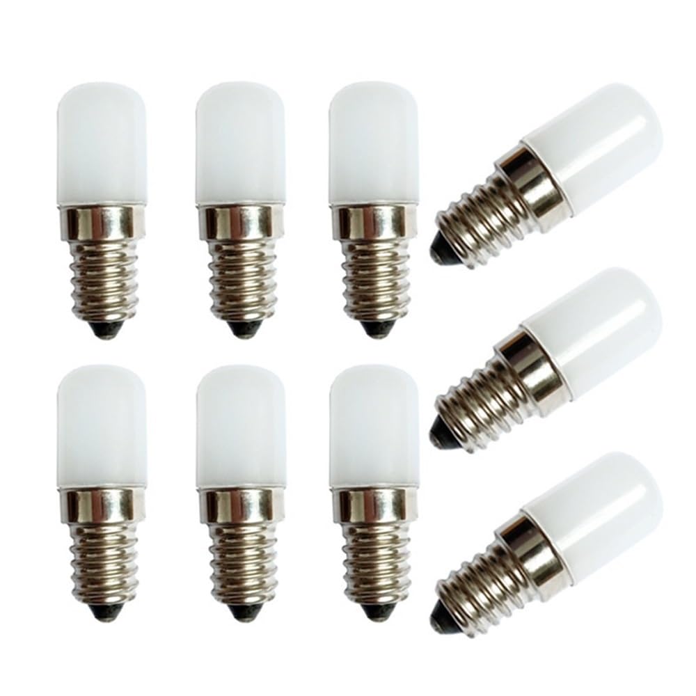 Lanshui Bombillas LED, Paquete de 50 bombillas LED pequeñas CA 100-250 V T18S E12/E14 2 W Pantalla de plástico Luz de refrigerador(Warm White 3000K,E14 100-250V)