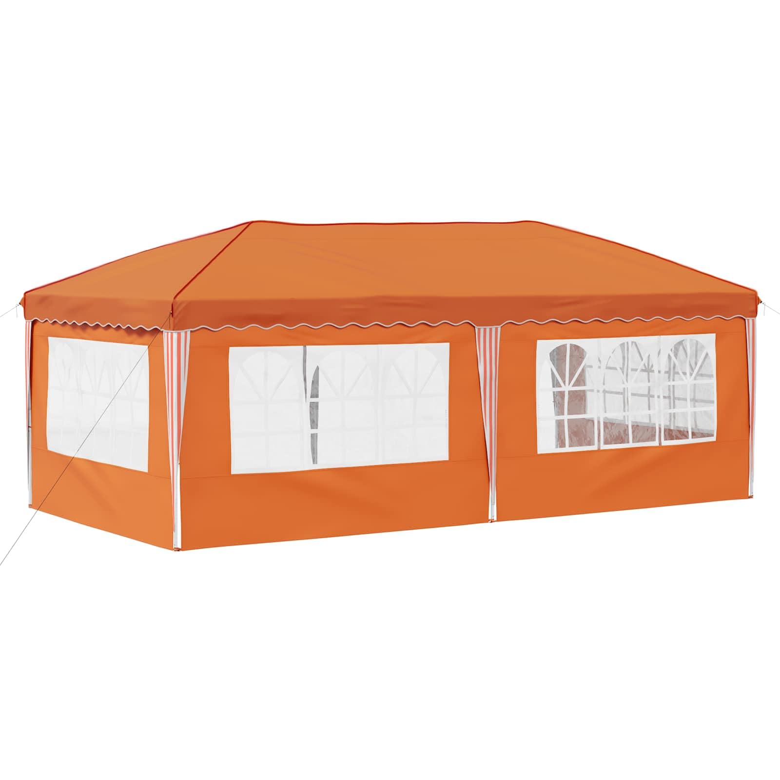 Namiot imprezowy Pop-up 575 x 289 x 245 cm, pomarańczowy, z malowaną proszkowo stalową ramą, poliester Oxford 210D, odporny na warunki atmosferyczne, odporny na działanie promieni UV, składany