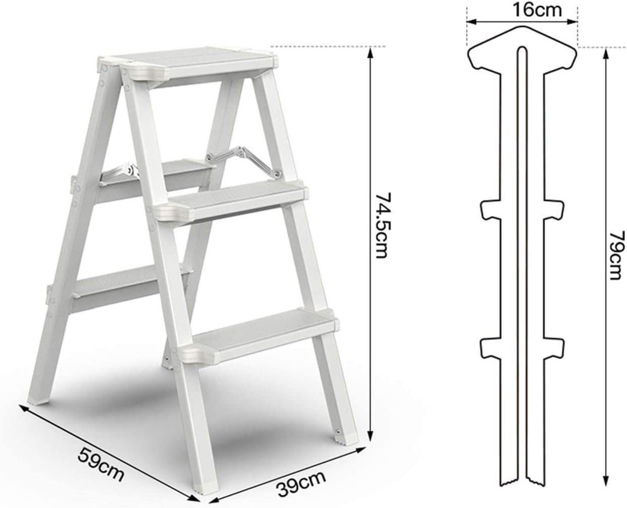Step Ladder Home Aluminum Ladder Multifunctional Foldable Mobile Stairs Stepladder for Household(Black)