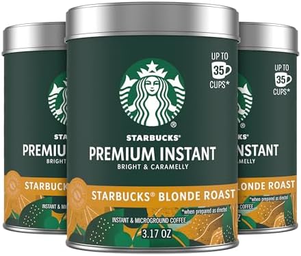 Starbucks Premium Instant Coffee Blonde Roast, 3 Tins 3.17 oz