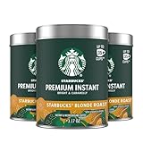 Starbucks Premium Instant Coffee, Starbucks Blonde Roast Coffee, Arabica Beans, Three 3.17 oz Tins