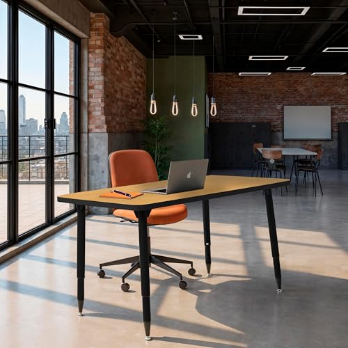 Image of Adapte Commercial Classroom Activity Table - 30 inch x 48 inch Rectangle, ADA Compliant Tapered Legs with Glides & Casters, Adjustable Height 22-34 inch Wheelchair Accessible, School & Office Furniture