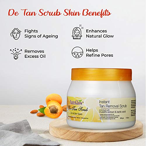 NutriGlow De Tan Scrub For Deep Exfoliation Tan Removal, Brightening Skin, Acne Prone, Blackheads, Pore Cleanser, Oily Skin, No Paraben &... - Image 4