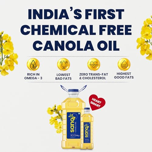 Image of Sano Canola Cooking Oil for Daily Use | Recommended for All Types of Cuisines | Lowest in Saturated Fat Content | Ideal for Health-Conscious Cooking | 5 Litre (Pack of 3) | Smart Cooking Choice