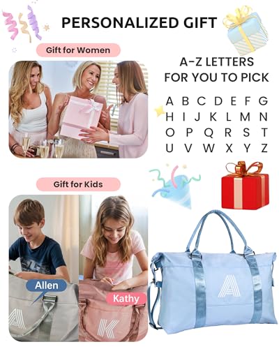 Image of Trendy Stuff for Teen Girls,Initial Duffel Bag, Cool | Kids Travel Weekender Bag, Monogram Overnight Bags, Friend Birthday Gifts, Pre Tee Girl Gift (Letter L)