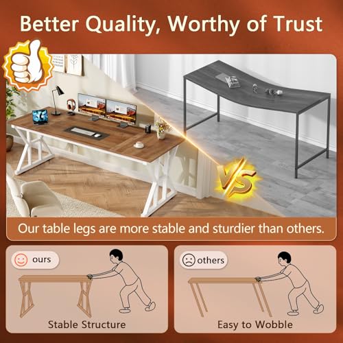Image of 63 inch Large Computer Desk with Thickened Frame for Home Office, Living Room