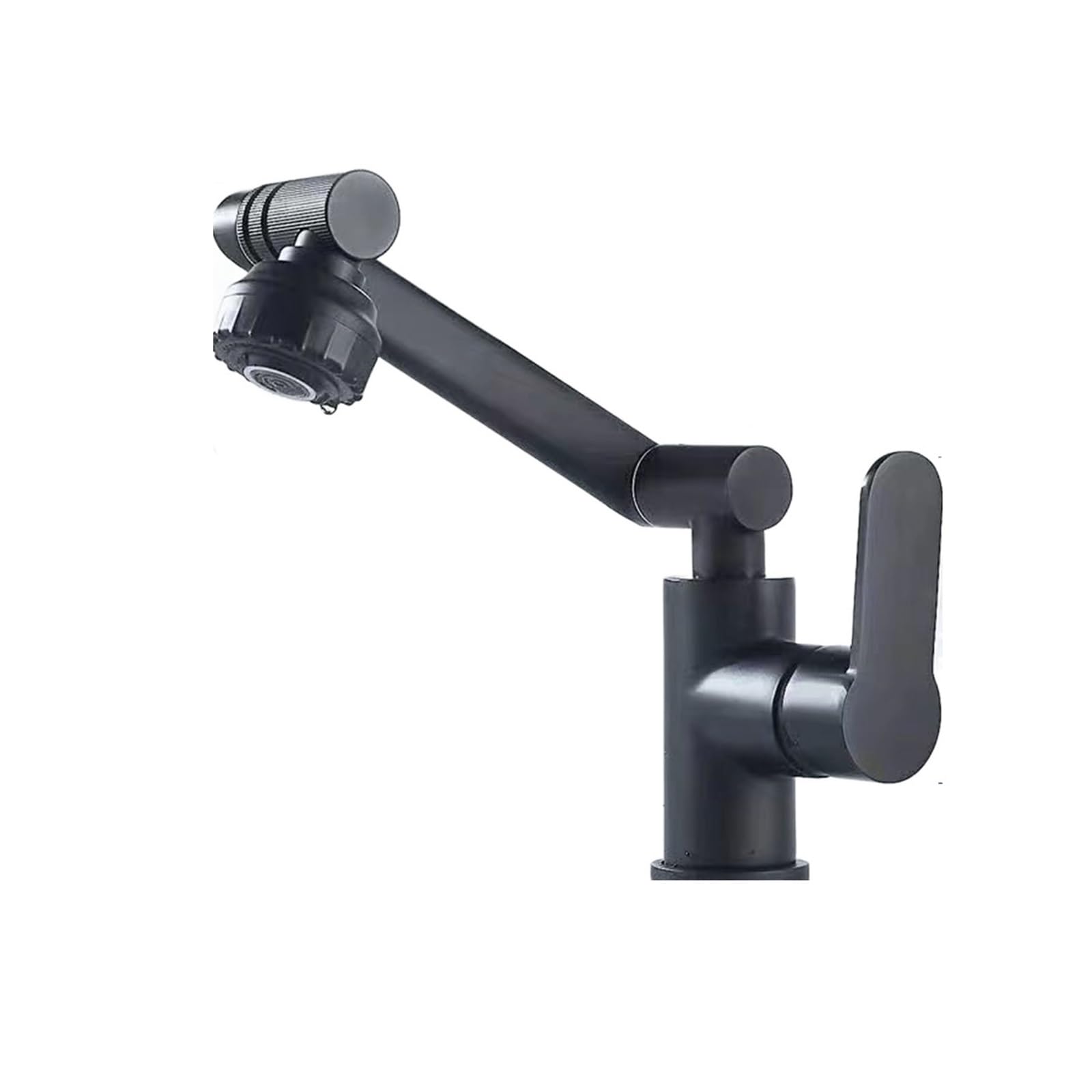 Robinet de salle de bain noir à tête rotative 1080° et aérateur pommeau douche de lavabo
