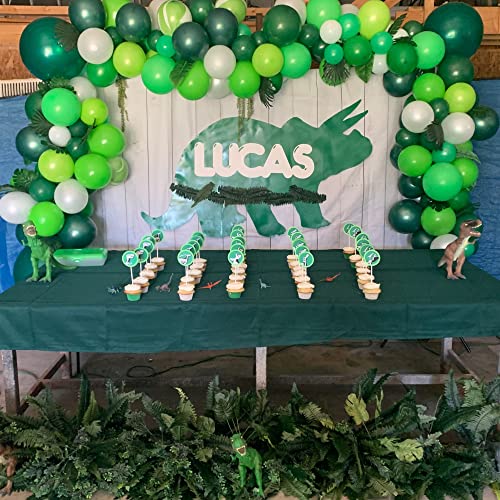 Image of 60 Pack Green Latex Balloons, 12 Inch Matte White Dark Emerald Green Light Lime Green Confetti Helium Balloons, Assorted Green White Balloons for Jungle Dinosaur Birthday Baby Shower Party Decorations