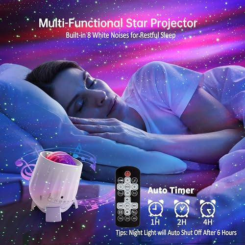 Image of Northern Lights Projector, Aurora Star Night Light Projector for Teen Boys Girls Gifts, Star Projector with Timer /Bluetooth Speaker /White Noise, Galaxy Projector for Room Decor /Relax /Party