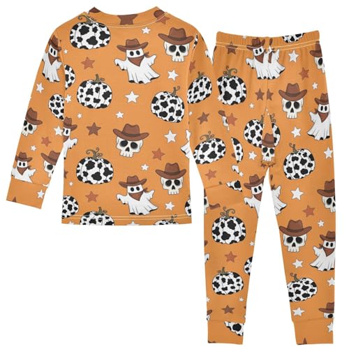 Pajama Sets Long Sleeve Halloween Ghosts Hats Pumpkins Soft Comfy Sleepwear 2 Piece PJS 3-8T3