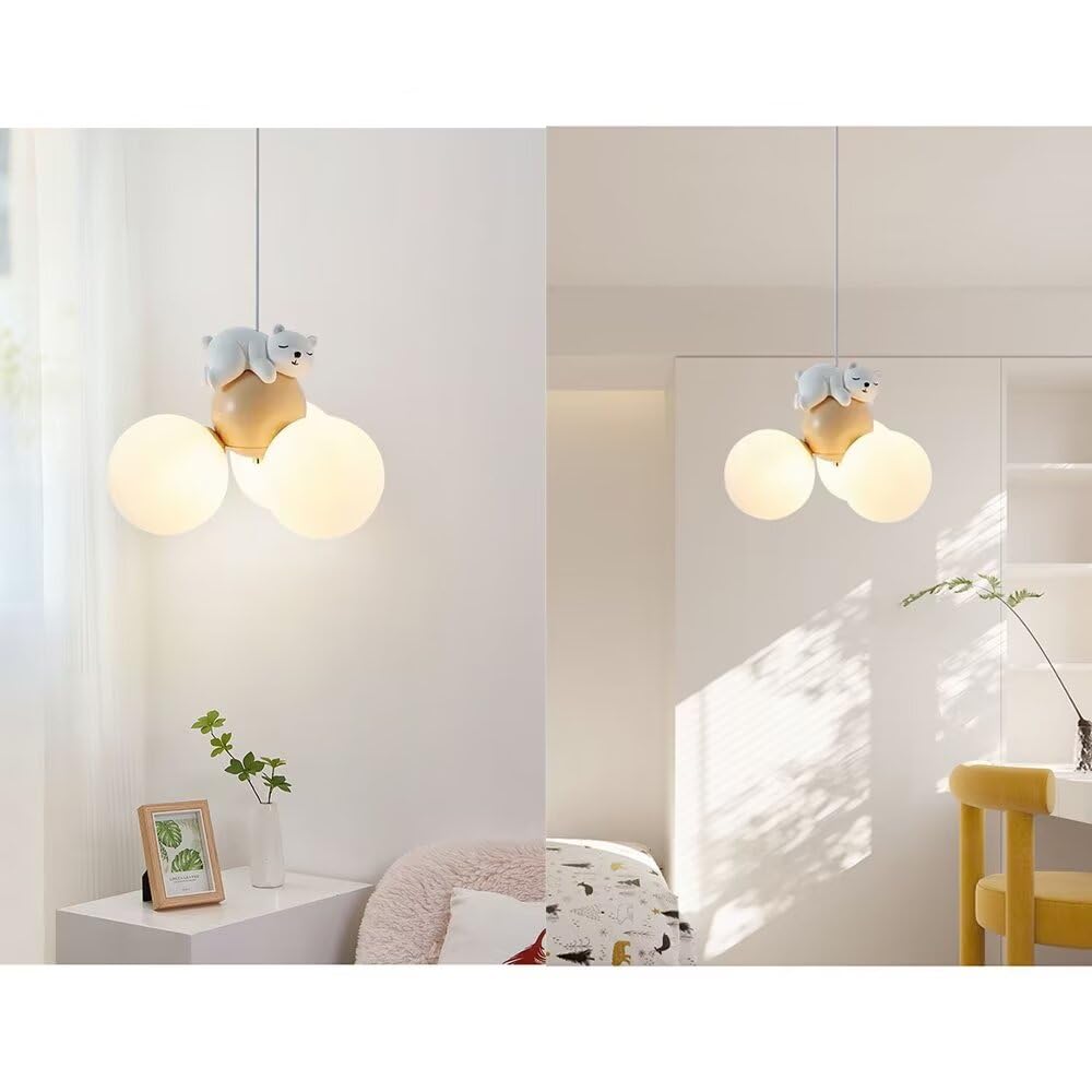 LED-Hängelampe mit schlafendem Bären, Cartoon-Ballon, Deckenleuchte, Kronleuchter, Hängelampe, Deckenlampe, Mond-Kronleuchter, Deckenbeleuchtung für Schlafzimmer, Kinderzimmer