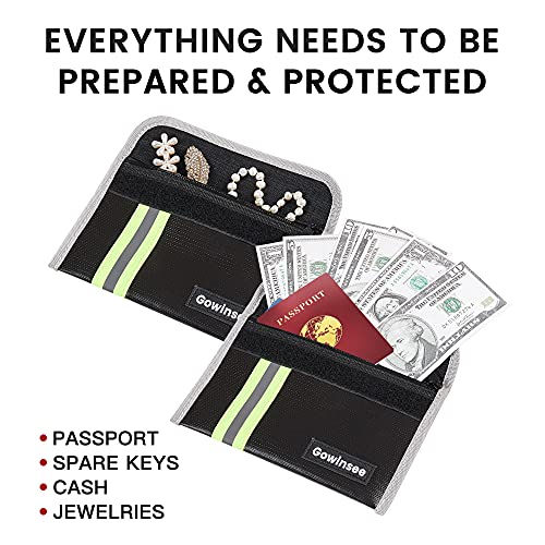 Gowinsee Fireproof Wallet, Pack of 2, Small (5 x 8 inches), Fire & Water Resistant, Cash Protection Bag - Black+White - Image 3