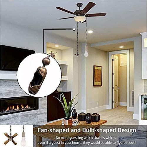Image of Ceiling Fan Pull Chain Decorative Ornaments Extension for 13.6 Inch Fan Pulls and Light - 2 Pcs (Bronze)