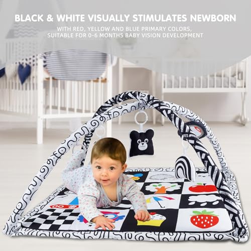 Baby Gym Play Mat, Tummy Time Mat & Activity Gym for Infant, Baby Gyms & Playmats for Babies 0 to 3 6 9 12 Months with 5 Toys for Early Sensory Exploration and Motor Skill Development - Image 3