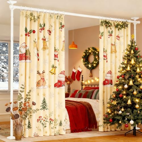 Yeabett Barre de Rideau Séparateur de Pièce - Paravent Sans Perçage 122-305cm(H) 70-177cm(L) Réglable, Séparateur d'Espace Robuste Autoportant pour la Séparation des Pièces, Blanc